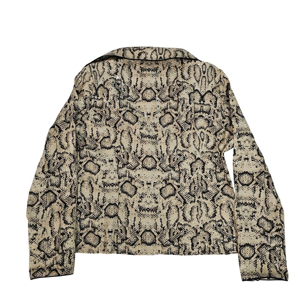 Clara S. Allover Snake Print Button-Up Allover Sequin Jacket Women's Size Large - Picture 3 of 13